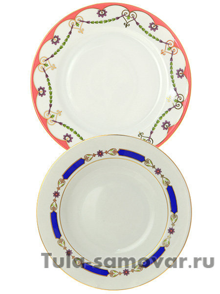 Столовый сервиз из фарфора на 6 персон форма Европейская-2 рисунок Камеи 6/24 Императорский фарфоровый завод