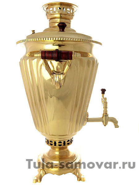 Старинный угольный самовар 7 литров желтый конус граненый, произведен в начале XX века, арт. 430428