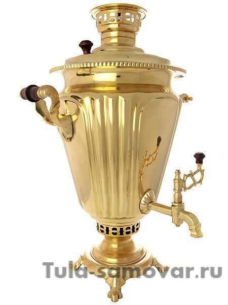 Старинный угольный самовар 7 литров желтый конус граненый, произведен в начале XX века, арт. 430428