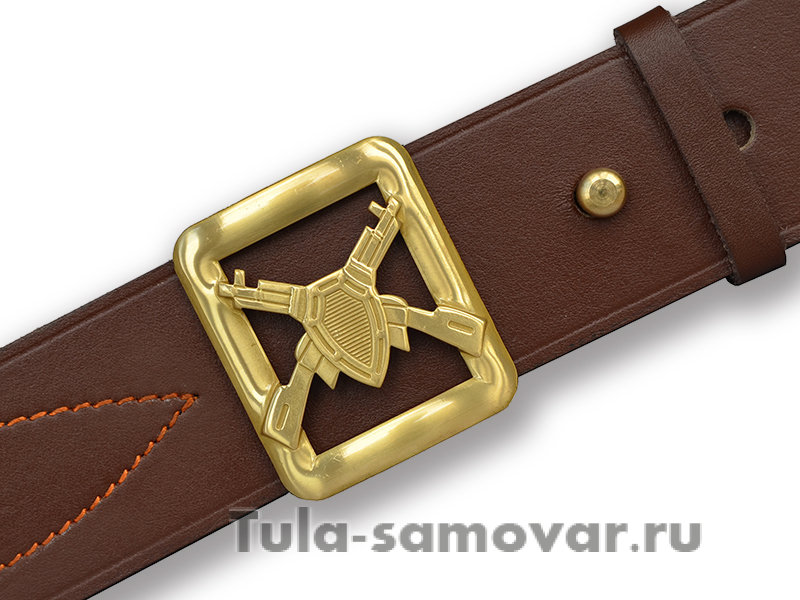 Ремень генеральский кожаный коричневый ПВ