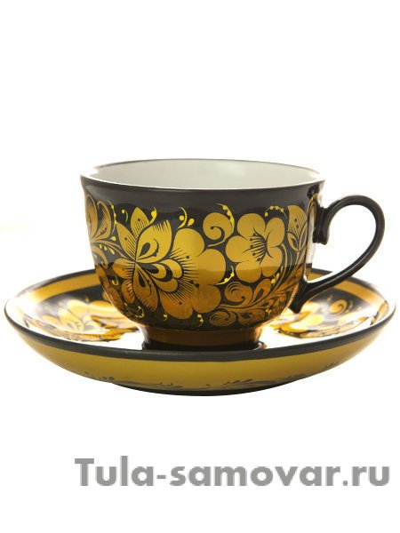 Чашка с блюдцем чайная "Кудрина царская" Хохлома