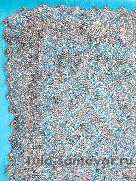 Оренбургский пуховый платок серый, арт. П2-125-03