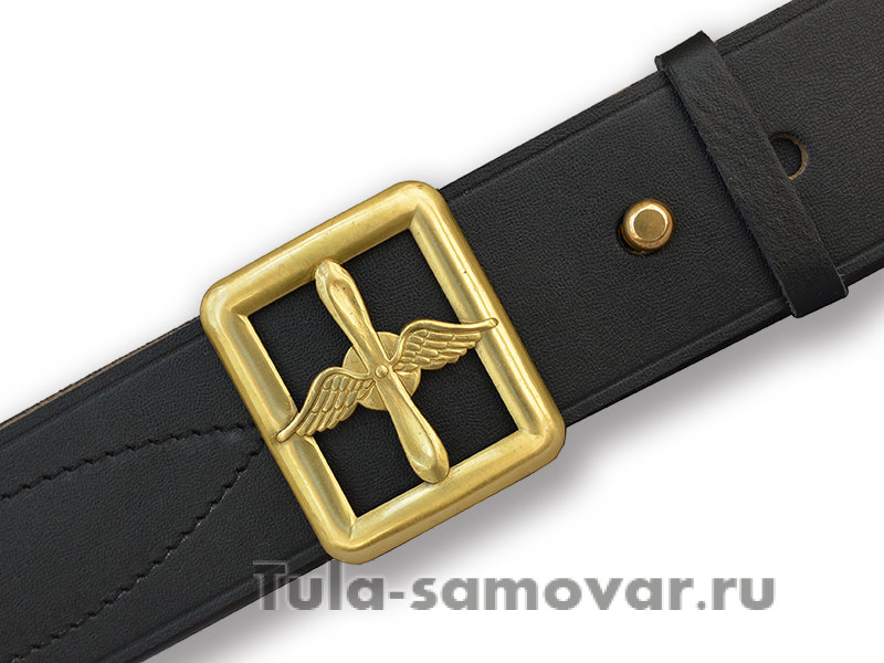 Ремень генеральский кожаный чёрный ВВС