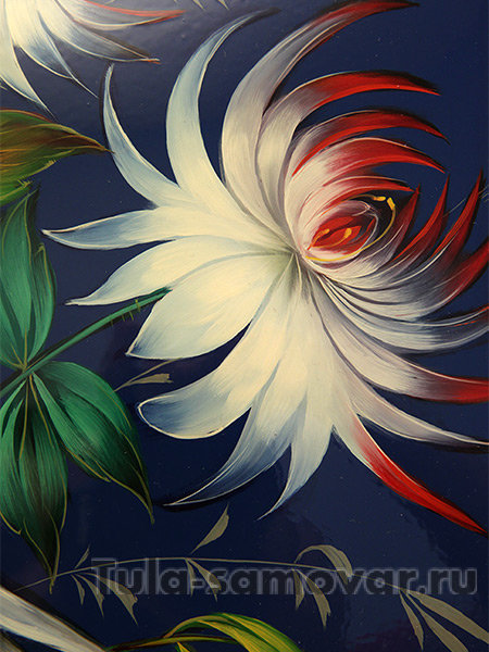 Поднос с художественной росписью "Райская птица на синем фоне", прямоугольный, арт. 2040