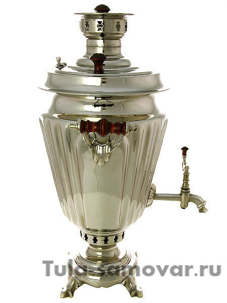 Самовар на дровах 5 л конус никелированный граненый