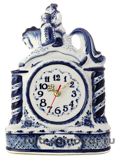 Часы настольные с художественной росписью Гжель "Сивка-бурка"