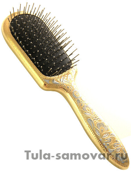 Расческа с гравюрой Златоуст "Цветы" арт.1 в подарочном футляре из дерева