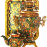 Набор самовар электрический 3 литра с художественной росписью "Хохлома рыжая золотые ромашки", арт. 121082