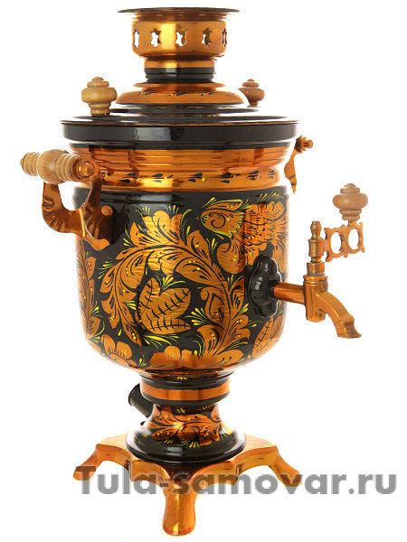 Электрический самовар 3 литра с художественной росписью "Золотая хохлома", арт. 110357