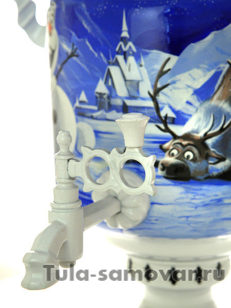 Самовар на дровах 5 л с росписью "Зимний снеговик"