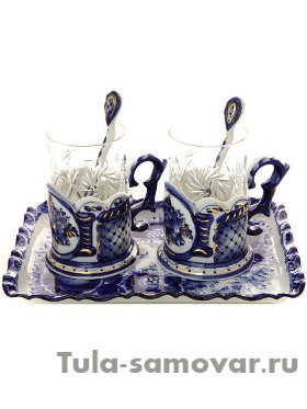 Набор для чая на 2 персоны Гжель &quot;Подарочный&quot;