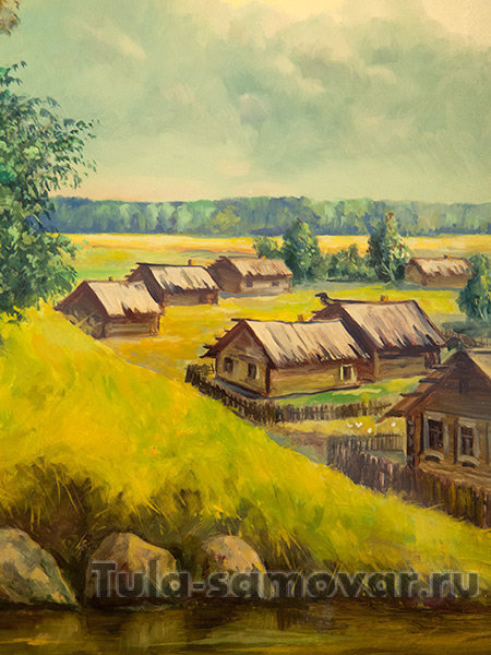 Поднос "Летняя деревня" прямоугольный