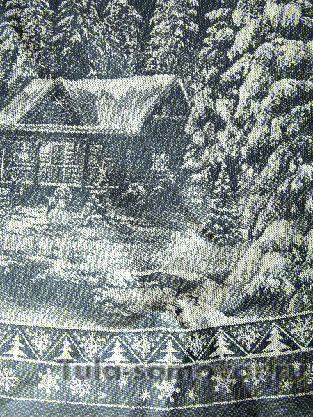 Скатерть круглая "Зима" синяя, d-178 см