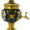 Электрический самовар 3 литра с художественной росписью "Кудрина на синем фоне", арт. 130275
