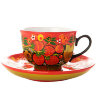 Чашка с блюдцем чайная "Хохлома классическая на красном"